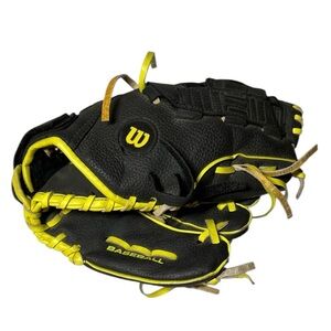 Wilson A200 Black and Yellow Baseball Glove. Left hand
